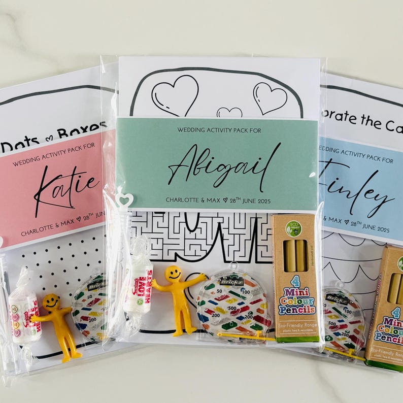Personalised Pre Filled Wedding Activity Pack Book For Kids | Wedding Favour Gift | Wedding Table Games | Kids Activity | Colouring Pages A5 image 1