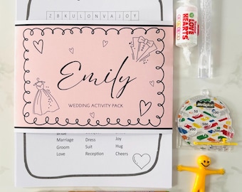 Personalised Pre Filled Wedding Activity Pack Book For Kids | Wedding Favour Gift | Wedding Table Games | Kids Activity | Colouring Pages A5