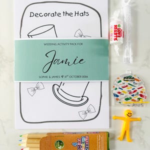 Personalised Pre Filled Wedding Activity Pack Book For Kids | Wedding Favour Gift | Wedding Table Games | Kids Activity | Colouring Pages A5 image 3