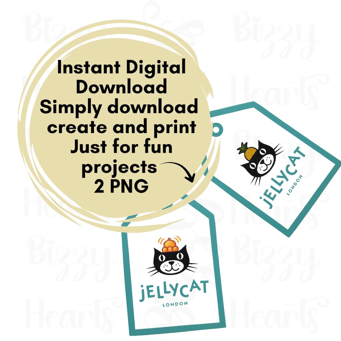 Jellycat Clipart Style Tag | Painted Illustration | PNG | Two Tags ...