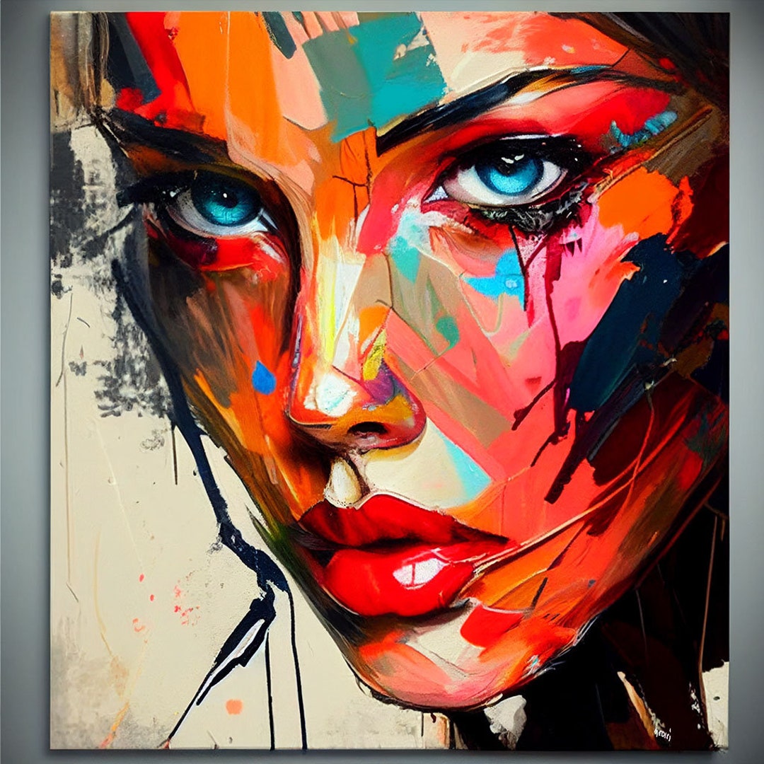 Woman Face Art Canvas Wall Art Pop Art Modern Picture Living - Etsy