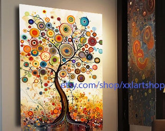 Tree of life Gustav Klimt style Wall Art Canvas Wall Art Print Modern Picture Living Room Office stretched on frame or rolled #th10