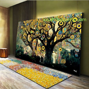 Árvore da vida estilo Gustav Klimt Arte de parede em tela Impressão de arte de parede Imagem moderna Sala de estar Escritório esticada em moldura ou enrolada #l355