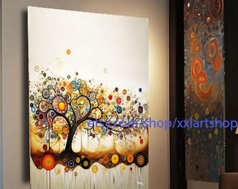 Tree of life Gustav Klimt style Wall Art Canvas Wall Art Print Modern Picture Living Room Office stretched on frame or rolled #th12