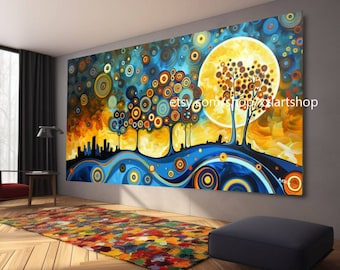 Tree of life Gustav Klimt style Wall Art Canvas Wall Art Print Modern Picture Living Room Office stretched on frame or rolled #tr52