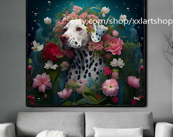 Dalmatian Dog Art Canvas Wall Art Modern Picture Living Room Office stretched on frame or rolled xxl art  #t104