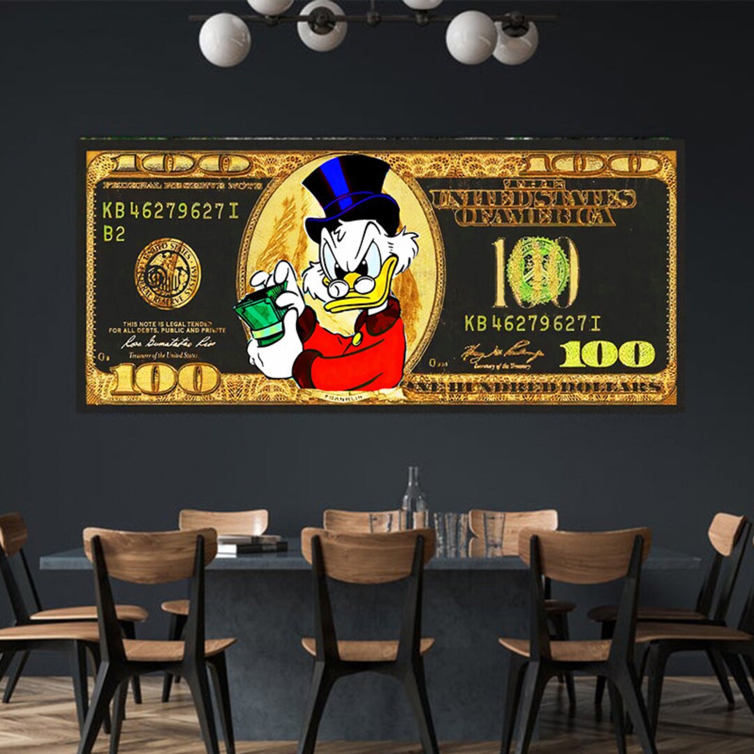 Scrooge Mcduck Dollar Wall Art Money Canvas Wall Art Print Etsy