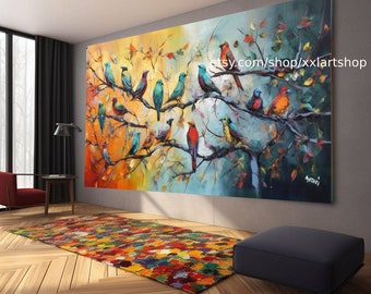 Tree Birds Nature  Wall Art Canvas Wall Art Print Modern Picture Living Room Office stretched on frame or rolled #ti903a