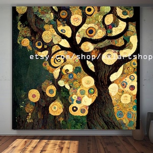 Árvore da vida Arte em tela Impressão de arte de parede Imagem moderna Sala de estar Estilo Gustav Klimt Escritório esticado em moldura ou enrolado l118