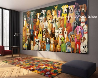 Dogs Collection, Love dogs  Wall Art Canvas Wall Art Print Modern Picture Living Room Office stretched on frame or rolled #ti907
