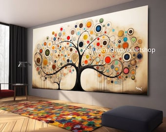 Tree by Vera Medici Gustav Klimt style Wall Art Canvas Wall Art Print Modern Picture Living Room Office stretched on frame or rolled #tr513