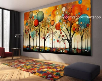 Tree of life Gustav Klimt style Wall Art Canvas Wall Art Print Modern Picture Living Room Office stretched on frame or rolled #t192f