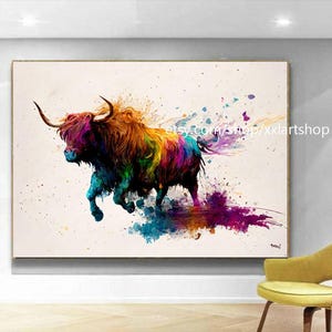 Highland cow wall art Style Canvas Wall Art Modern nature Picture Living Room Office xxl art t756 image 1