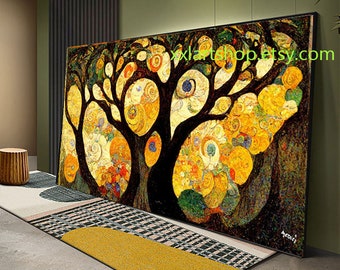Tree of life Gustav Klimt style Wall Art Canvas Wall Art Print Modern Picture Living Room Office stretched on frame or rolled #l127