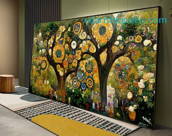 Tree of Life Klimt Style Wall Art Canvas Wall Art Landscape Modern