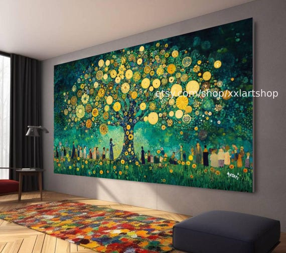 Tree of life Gustav Klimt style Wall Art Canvas Wall Art Modern Picture Living Room Office stretched on frame or rolled #t7100