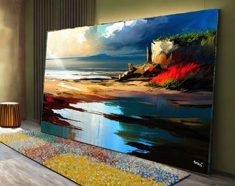 Landschaft Meer Wandkunst Leinwand Wandkunstdruck Modernes Bild Wohnzimme gespannt auf Keilrahmen oder gerollt l9047