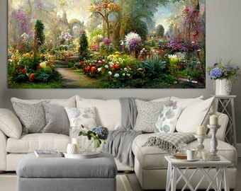 Paysage Champs de fleurs coloré Wall Art Canvas Wall Art Print Modern Picture Living Room Office tendu sur cadre ou roulé # l208