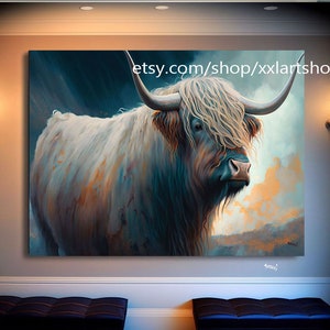 Highland cow XXL wall art Style Canvas Wall Art Modern nature Picture Living Room Office xxl art t774