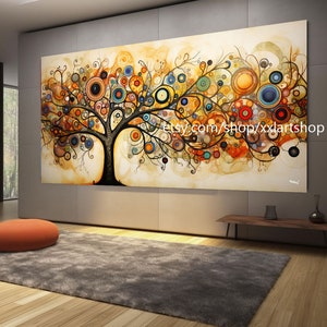 Tree of life Gustav Klimt style Wall Art Canvas Wall Art Print Modern Picture Living Room Office stretched on frame or rolled t102a image 1