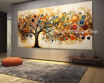 Árbol de la vida Gustav Klimt estilo Wall Art Canvas Wall Art Print Imagen moderna Sala de estar Oficina estirada en marco o enrollada #t102a