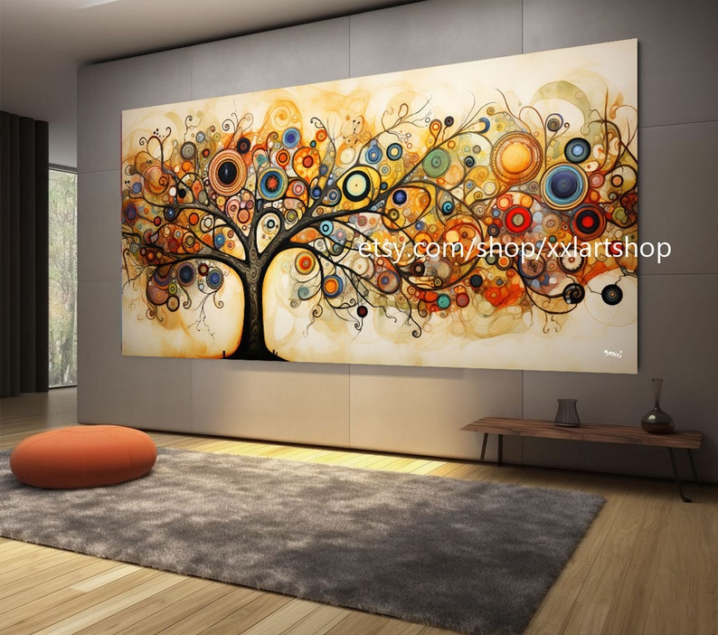 Tree of life Gustav Klimt style Wall Art Canvas Wall Art Print Modern Picture Living Room Office stretched on frame or rolled t102a image 1