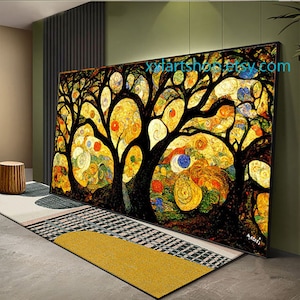 Árvore da vida estilo Gustav Klimt Arte de parede em tela Impressão de arte de parede Imagem moderna Sala de estar Escritório esticada em moldura ou enrolada #l126