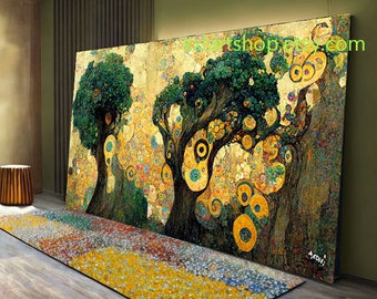 Tree of Life Gustav Klimt Style Wall Art Canvas Wall Art Print Modern ...