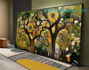 Tree of life Gustav Klimt style Wall Art Canvas Wall Art Print Modern Picture Living Room Office stretched on frame or rolled #l134f