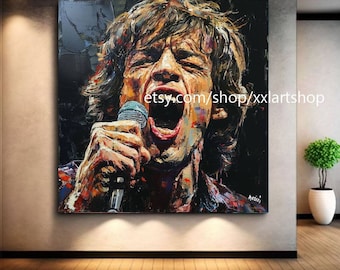 Mick Jagger POP ART by Medici Frau Face Bild Wandkunst Leinwand Modern Bild Wohnzimmer pop art xxl art #fe2-36