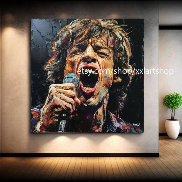 Mick Jagger POP ART by Medici Frau Face Bild Wandkunst Leinwand Modern Bild Wohnzimmer pop art xxl art #fe2-36