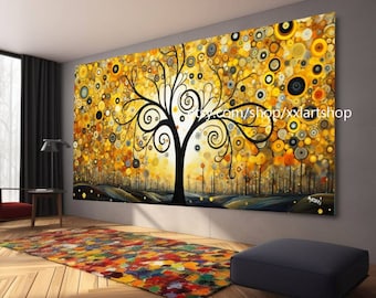 Tree by Vera Medici Gustav Klimt style Wall Art Canvas Wall Art Print Modern Picture Living Room Office stretched on frame or rolled #tr564
