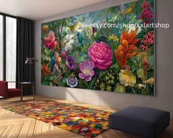 Vera Medici "Flora & Fauna Harmony" bloemen schilderij kleurrijke bloem muur kunst vintage tuin decor getextureerde bloesem artwork romantisch t111264