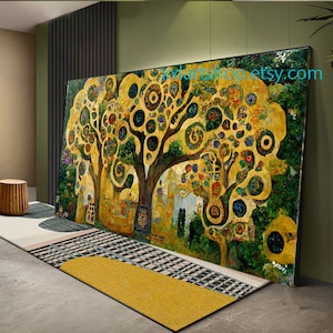 Árvore da vida estilo Gustav Klimt Arte de parede em tela Impressão de arte de parede Imagem moderna Sala de estar Escritório esticada em moldura ou enrolada #l111