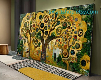 Baum des Lebens Gustav Klimt style Wandkunst Leinwand Wandkunstdruck Modernes Bild Wohnzimme gespannt auf Keilrahmen oder gerollt l111