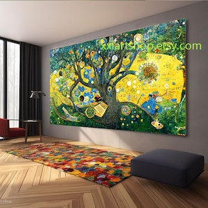 Árvore da vida estilo Gustav Klimt Arte de parede em tela Impressão de arte de parede Imagem moderna Sala de estar Escritório #l368