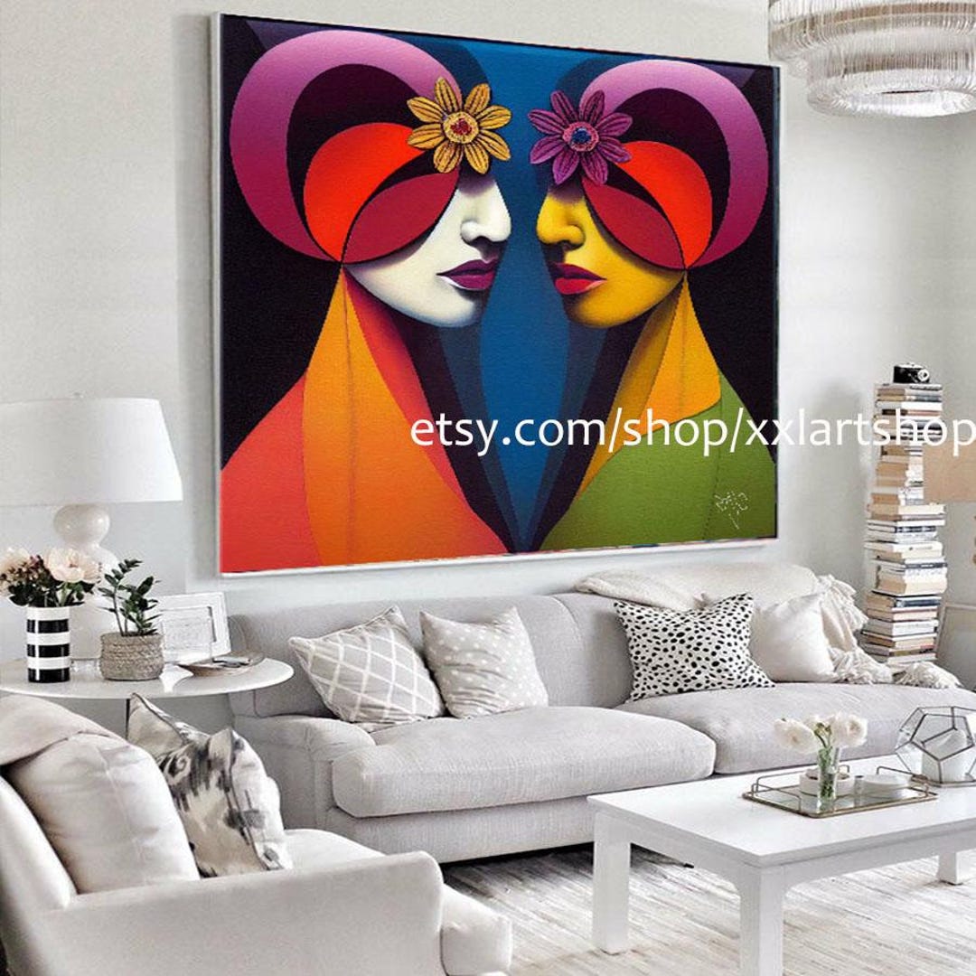Woman Cubism Wall Art Canvas Wall Art Print Modern Picture Living Room ...