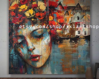 Woman Face Pop Art Canvas Print: Modern Living Room Decor