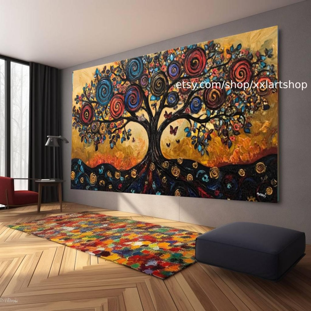 Tree of Life Gustav Klimt Style Wall Art Canvas Wall Art Print Modern ...