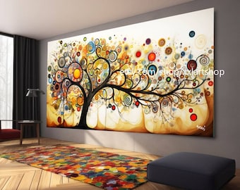 Tree by Vera Medici Gustav Klimt style Wall Art Canvas Wall Art Print Modern Picture Living Room Office stretched on frame or rolled #tr517f