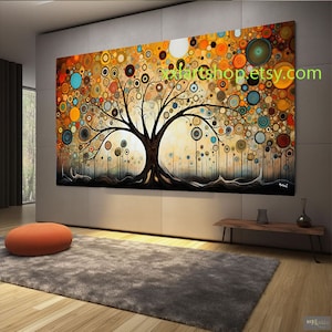 Baum des Lebens Gustav Klimt style Wandkunst Leinwand Wandkunstdruck Modernes Bild Wohnzimme gespannt auf Keilrahmen oder gerollt t101a Bild 1