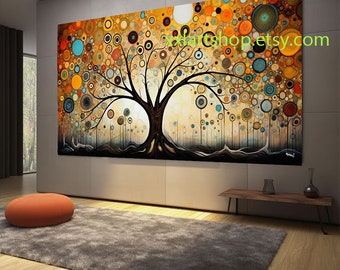 Tree of life Gustav Klimt style Wall Art Canvas Wall Art Print Modern Picture Living Room Office stretched on frame or rolled #t101a