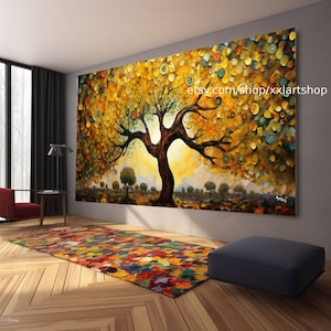 Tree of life Gustav Klimt style Wall Art Canvas Wall Art Print Modern Picture Living Room Office stretched on frame or rolled #t231