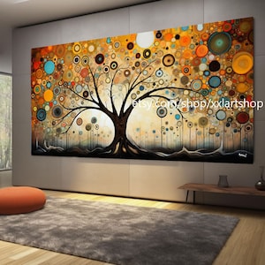 Arbre de vie Art mural style Gustav Klimt, impression d'art mural sur toile, tableau moderne pour salon, bureau, cadre ou laminé # t101a