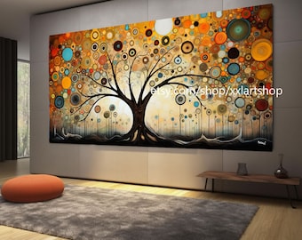 Tree of life Gustav Klimt style Wall Art Canvas Wall Art Print Modern Picture Living Room Office stretched on frame or rolled #t101a