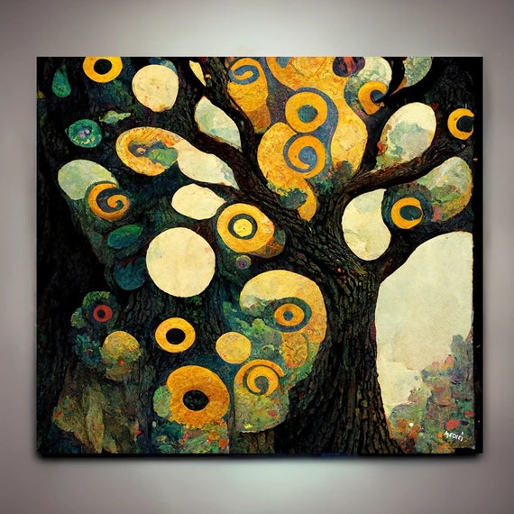 Tree of Life Art Canvas Wall Art Print Modern Picture Living Room Gustav  Klimt Style Office Stretched on Frame or Rolled 