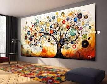 Tree by Vera Medici Gustav Klimt style Wall Art Canvas Wall Art Print Modern Picture Living Room Office stretched on frame or rolled #tr519a