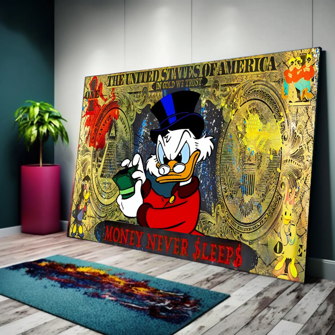 Scrooge Mcduck Dollar Wall Art Money Canvas Wall Art Print Etsy