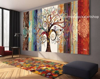 Tree of life Gustav Klimt style Wall Art Canvas Wall Art Print Modern Picture Living Room Office stretched on frame or rolled #t226