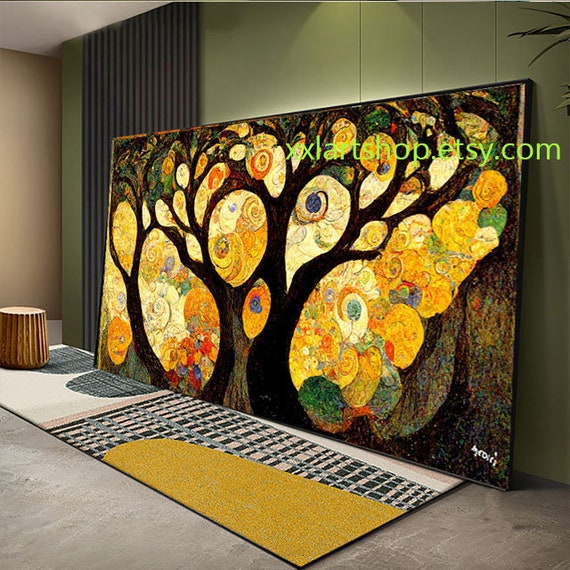 Tree of Life Art Canvas Wall Art Print Modern Picture Living Room Gustav  Klimt Style Office Stretched on Frame or Rolled 